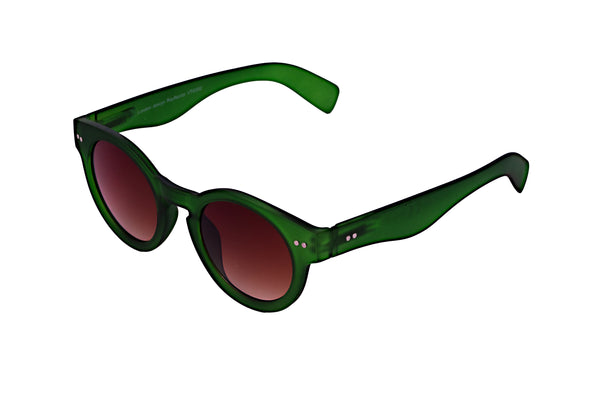 Anne model round sunglasses in matte green color