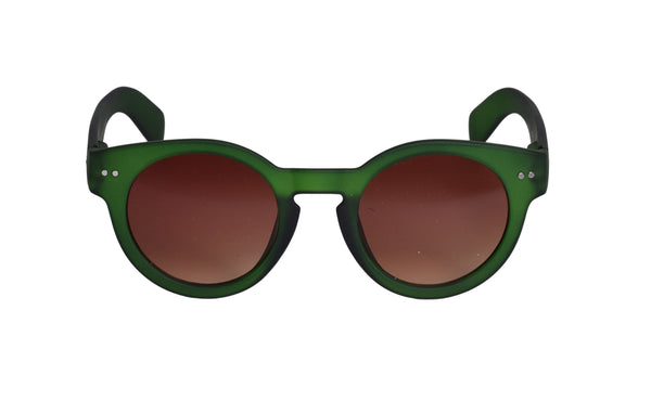 Anne model round sunglasses in matte green color