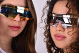 Oversize sunglasses in gold and silver Avital model