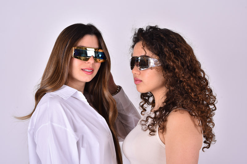Oversize sunglasses in gold and silver Avital model